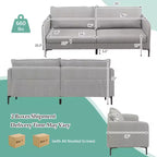 Costway Divano a 2 Posti Moderno 76'' per Soggiorno Appartamento Dormitorio con Gambe in Metallo Grigio