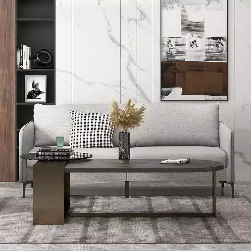 Costway Divano a 2 Posti Moderno 76'' per Soggiorno Appartamento Dormitorio con Gambe in Metallo Grigio