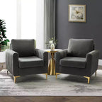 Set di 2 Poltrone Club Imbottite Moderne Iapygia con Piedini in Metallo per Camera da Letto | ART OF LIVING DESIGNS