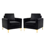 Set di 2 Poltrone Club Imbottite Moderne Iapygia con Piedini in Metallo per Camera da Letto | ART OF LIVING DESIGNS