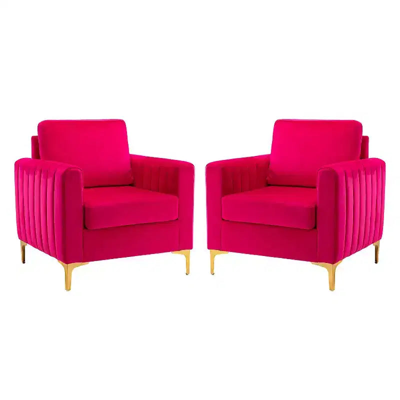 Set di 2 Poltrone Club Imbottite Moderne Iapygia con Piedini in Metallo per Camera da Letto | ART OF LIVING DESIGNS