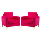 Set di 2 Poltrone Club Imbottite Moderne Iapygia con Piedini in Metallo per Camera da Letto | ART OF LIVING DESIGNS