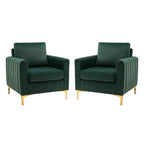 Set di 2 Poltrone Club Imbottite Moderne Iapygia con Piedini in Metallo per Camera da Letto | ART OF LIVING DESIGNS