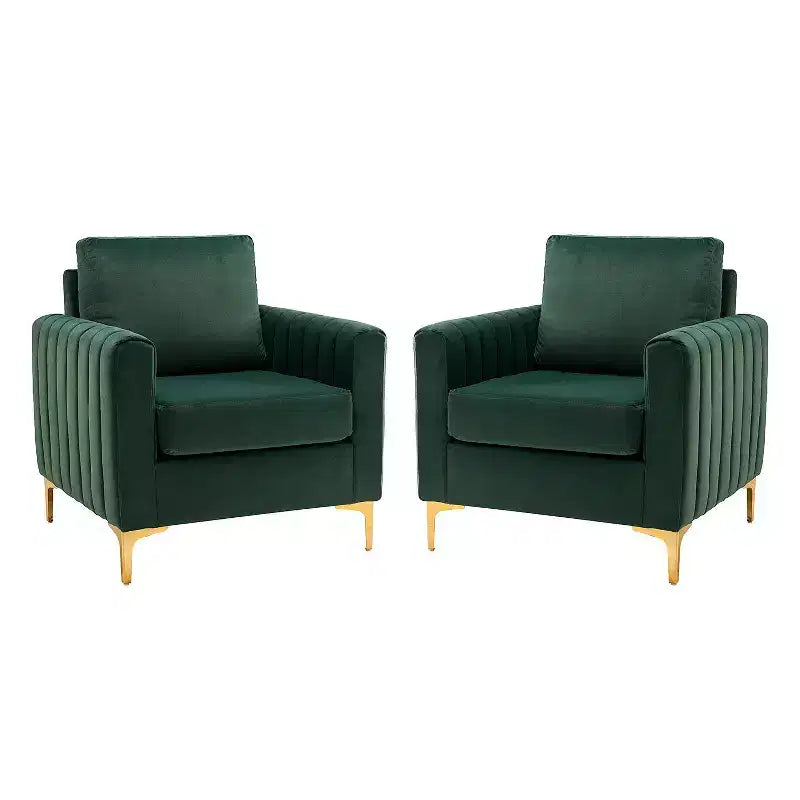 Set di 2 Poltrone Club Imbottite Moderne Iapygia con Piedini in Metallo per Camera da Letto | ART OF LIVING DESIGNS
