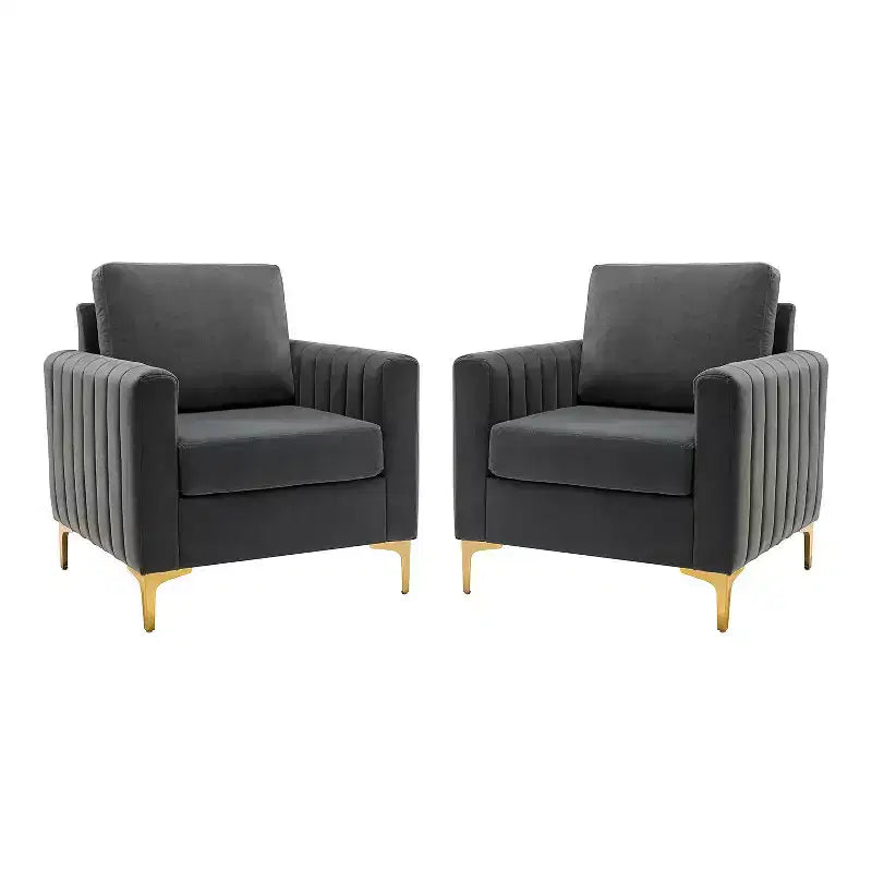 Set di 2 Poltrone Club Imbottite Moderne Iapygia con Piedini in Metallo per Camera da Letto | ART OF LIVING DESIGNS