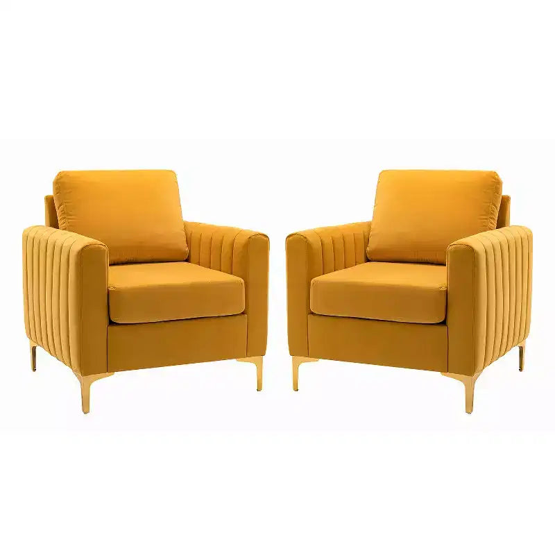 Set di 2 Poltrone Club Imbottite Moderne Iapygia con Piedini in Metallo per Camera da Letto | ART OF LIVING DESIGNS