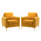 Set di 2 Poltrone Club Imbottite Moderne Iapygia con Piedini in Metallo per Camera da Letto | ART OF LIVING DESIGNS