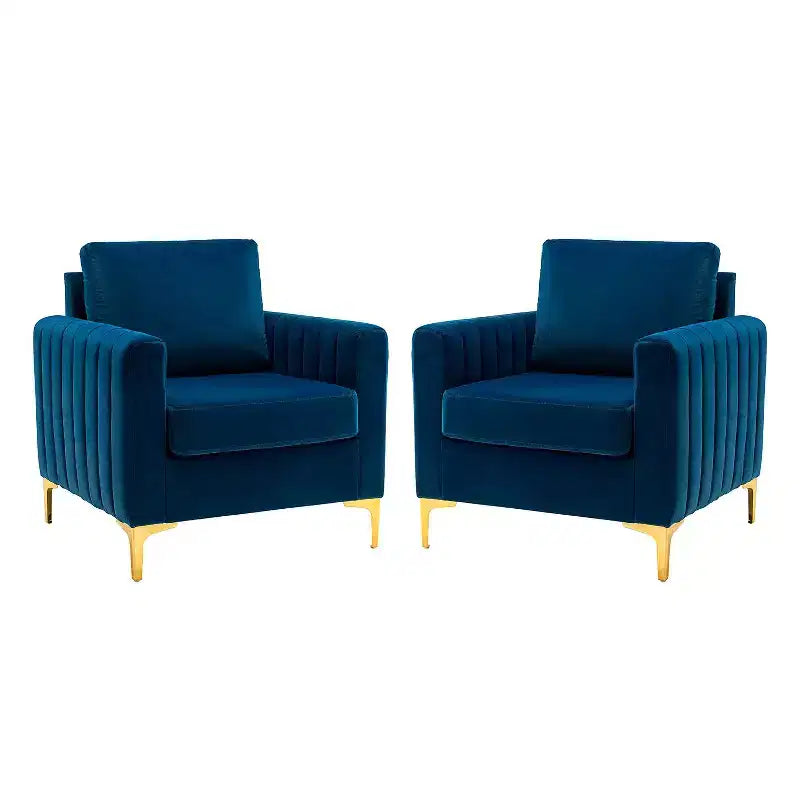 Set di 2 Poltrone Club Imbottite Moderne Iapygia con Piedini in Metallo per Camera da Letto | ART OF LIVING DESIGNS