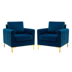 Set di 2 Poltrone Club Imbottite Moderne Iapygia con Piedini in Metallo per Camera da Letto | ART OF LIVING DESIGNS