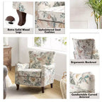 Poltrona Vincent imbottita in legno con motivo in tessuto e design a orecchioni per camera da letto | ART OF LIVING DESIGNS