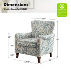 Poltrona Vincent imbottita in legno con motivo in tessuto e design a orecchioni per camera da letto | ART OF LIVING DESIGNS
