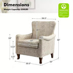 Poltrona Vincent imbottita in legno con motivo in tessuto e design a orecchioni per camera da letto | ART OF LIVING DESIGNS