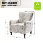 Poltrona Vincent imbottita in legno con motivo in tessuto e design a orecchioni per camera da letto | ART OF LIVING DESIGNS