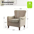 Poltrona Vincent imbottita in legno con motivo in tessuto e design a orecchioni per camera da letto | ART OF LIVING DESIGNS
