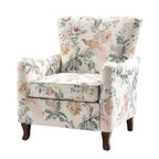 Poltrona Vincent imbottita in legno con motivo in tessuto e design a orecchioni per camera da letto | ART OF LIVING DESIGNS