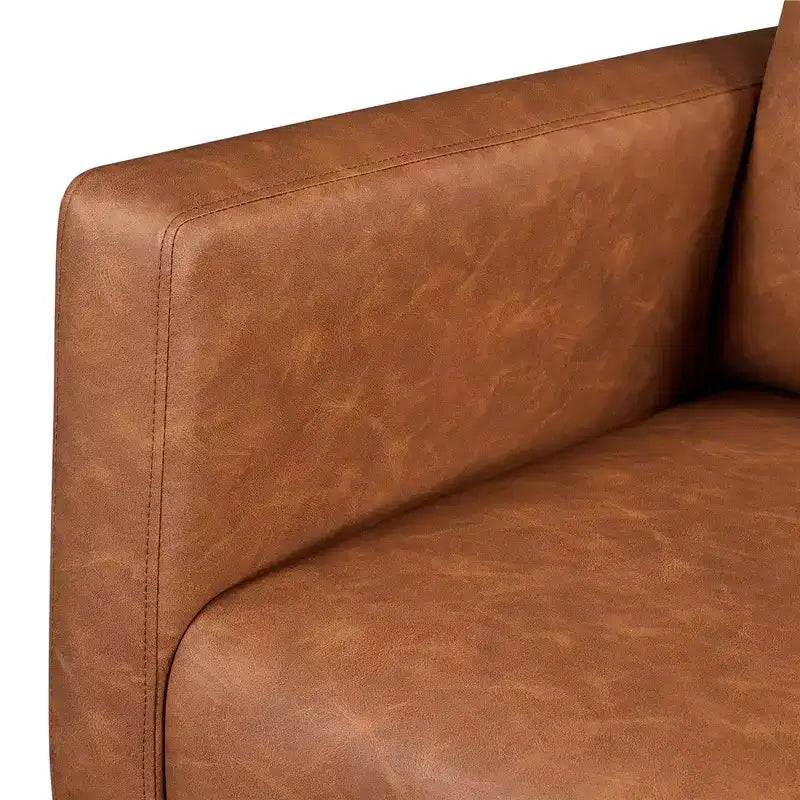 Poltrona a dondolo Yaheetech in similpelle con gambe in legno di gomma, marrone
