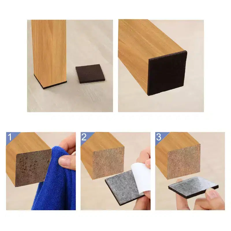 Pads in Feltro Autoadesivi Quadrati Unici Antiscivolo Antigraffio per Mobili Marrone Scuro 1 x 1 x 1/4 60 Pezzi