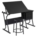 Yaheetech adjustable Drafting Table & Stool Set Black