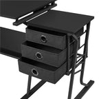 Yaheetech Tavolo da Disegno Regolabile e Set Sgabello Nero