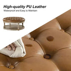 Pouf rotondo Chloe in pelle vegana con contenitore e borchie | ART OF LIVING DESIGNS