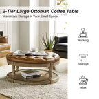 Pouf rotondo Chloe in pelle vegana con contenitore e borchie | ART OF LIVING DESIGNS