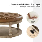 Pouf rotondo Chloe in pelle vegana con contenitore e borchie | ART OF LIVING DESIGNS