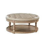 Pouf rotondo Chloe in pelle vegana con contenitore e borchie | ART OF LIVING DESIGNS