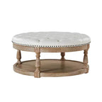 Pouf rotondo Chloe in pelle vegana con contenitore e borchie | ART OF LIVING DESIGNS