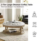 Pouf rotondo Chloe in pelle vegana con contenitore e borchie | ART OF LIVING DESIGNS