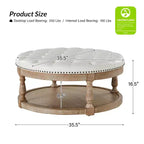 Pouf rotondo Chloe in pelle vegana con contenitore e borchie | ART OF LIVING DESIGNS