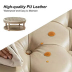 Pouf rotondo Chloe in pelle vegana con contenitore e borchie | ART OF LIVING DESIGNS