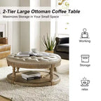 Pouf rotondo Chloe in pelle vegana con contenitore e borchie | ART OF LIVING DESIGNS