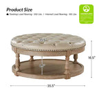 Pouf rotondo Chloe in pelle vegana con contenitore e borchie | ART OF LIVING DESIGNS