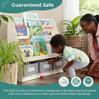 Guidecraft EdQ Scaffale e Cesta Portatutto: Scaffale in legno multiuso per bambini con contenitore per giocattoli, per camerette e aule