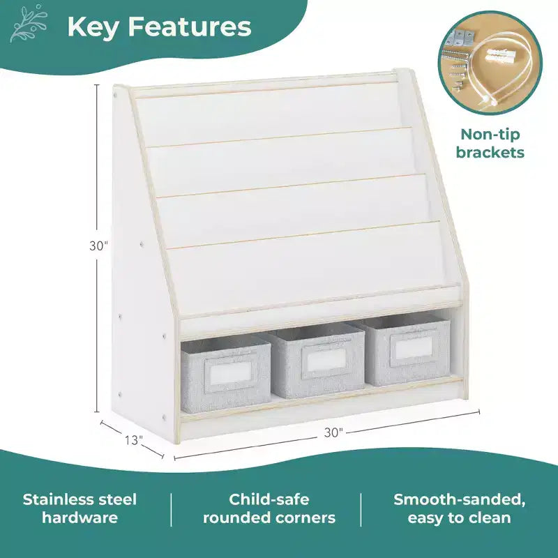Guidecraft EdQ Scaffale e Cesta Portatutto: Scaffale in legno multiuso per bambini con contenitore per giocattoli, per camerette e aule