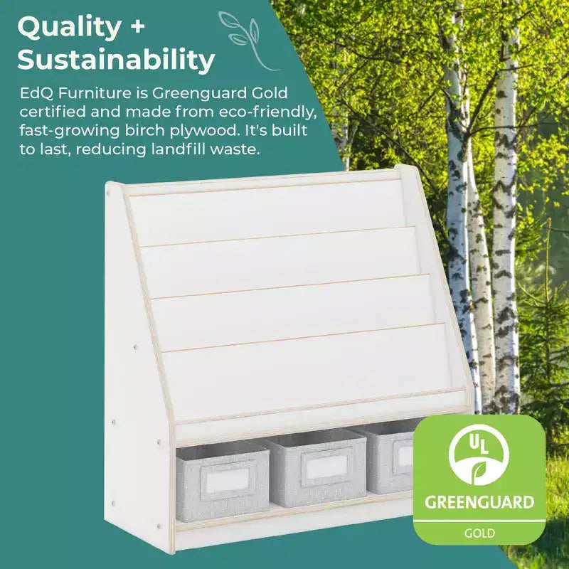 Guidecraft EdQ Scaffale e Cesta Portatutto: Scaffale in legno multiuso per bambini con contenitore per giocattoli, per camerette e aule