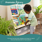 Guidecraft EdQ Scaffale e Cesta Portatutto: Scaffale in legno multiuso per bambini con contenitore per giocattoli, per camerette e aule