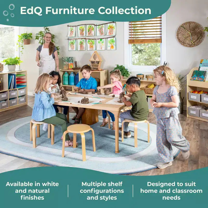 Guidecraft EdQ Scaffale e Cesta Portatutto: Scaffale in legno multiuso per bambini con contenitore per giocattoli, per camerette e aule