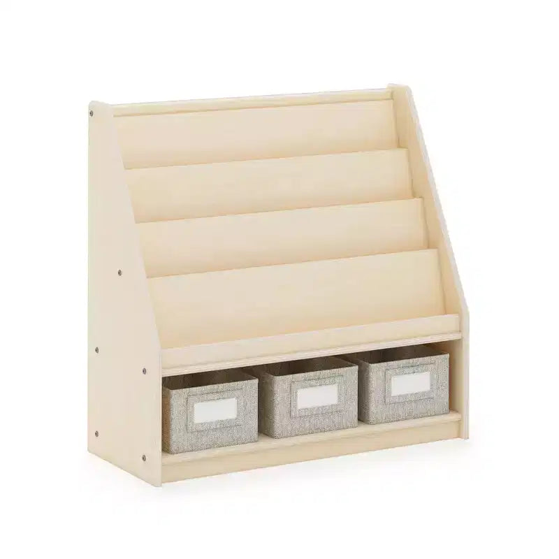 Guidecraft EdQ Scaffale e Cesta Portatutto: Scaffale in legno multiuso per bambini con contenitore per giocattoli, per camerette e aule