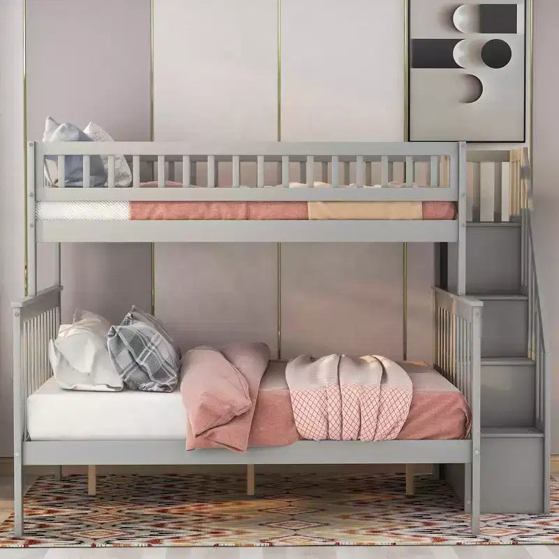 Letto a castello a una piazza e mezza con scaletta e vano portaoggetti - ModernLuxe