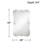 Specchio da parete decorativo rettangolare Fabrina di Possini Euro Design, moderno con bordo smussato, cornice a specchio in vetro a forma di fiore, 66 cm di larghezza per bagno o camera da letto