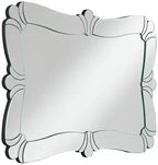 Specchio da parete decorativo rettangolare Fabrina di Possini Euro Design, moderno con bordo smussato, cornice a specchio in vetro a forma di fiore, 66 cm di larghezza per bagno o camera da letto