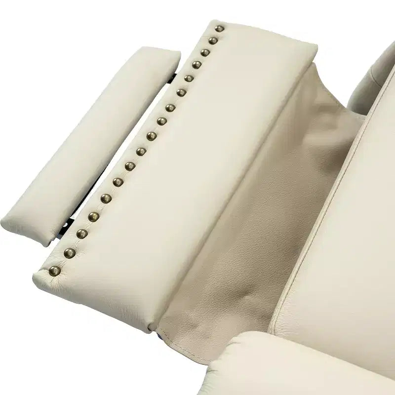 Poltrona reclinabile Justine Transitiona in legno con rivestimento in vera pelle e borchie per soggiorno e camera da letto | ART OF LIVING DESIGNS