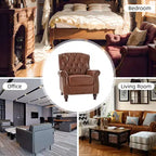 Poltrona reclinabile Justine Transitiona in legno con rivestimento in vera pelle e borchie per soggiorno e camera da letto | ART OF LIVING DESIGNS