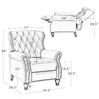 Poltrona reclinabile Justine Transitiona in legno con rivestimento in vera pelle e borchie per soggiorno e camera da letto | ART OF LIVING DESIGNS