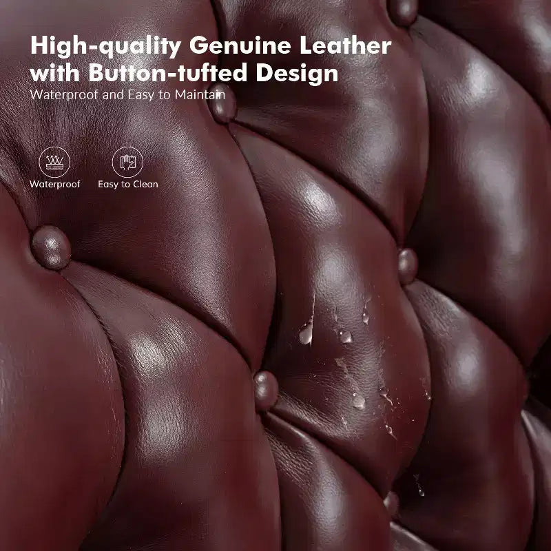 Poltrona reclinabile Justine Transitiona in legno con rivestimento in vera pelle e borchie per soggiorno e camera da letto | ART OF LIVING DESIGNS