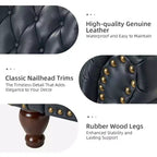 Poltrona reclinabile Justine Transitiona in legno con rivestimento in vera pelle e borchie per soggiorno e camera da letto | ART OF LIVING DESIGNS