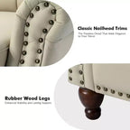Poltrona reclinabile Justine Transitiona in legno con rivestimento in vera pelle e borchie per soggiorno e camera da letto | ART OF LIVING DESIGNS