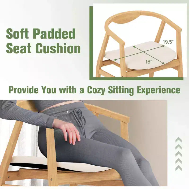 Costway Sedia Accent in Bambù Poltrona Moderna in Bambù Poltrona da Salotto Imbottita per Soggiorno