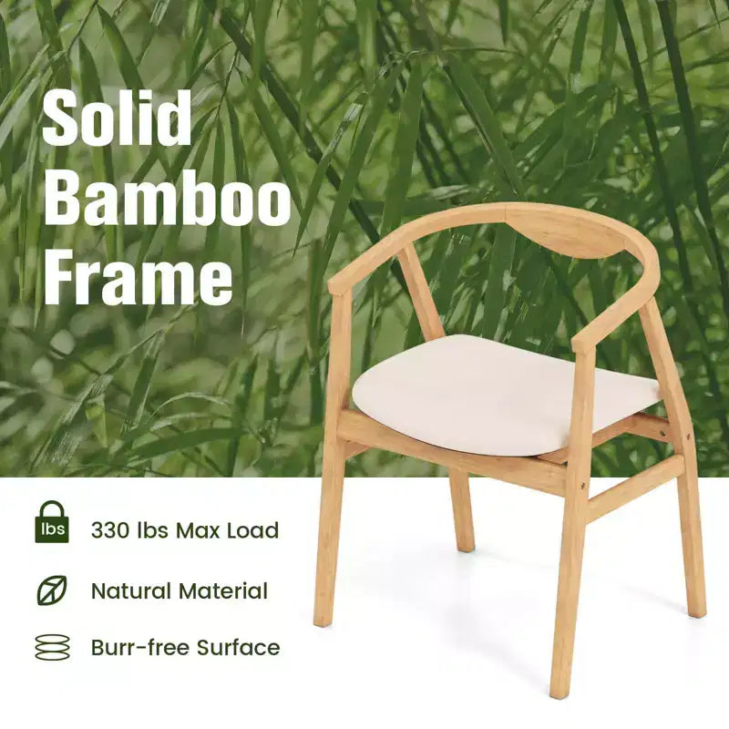 Costway Sedia Accent in Bambù Poltrona Moderna in Bambù Poltrona da Salotto Imbottita per Soggiorno